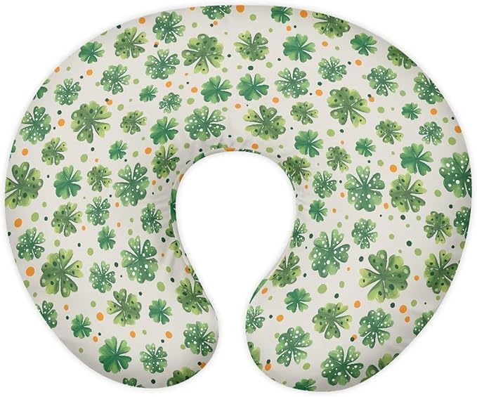 Saint Patrick’s Day Nursing Pillow Cover,Breathable Breastfeeding Pillow Slipcover for Baby Boys Girls,Clover Nursing Pillow Case for Newborn，Soft Fabric Fits Snug On Infant