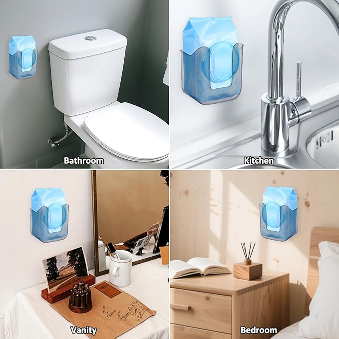 Flushable Wipes Dispenser Wall-Mounted Tissue Box Kitchen Wipes Storage Wipe Holder for Bathroom Bedroom Kitchen Toilet (Translucent Gray)
