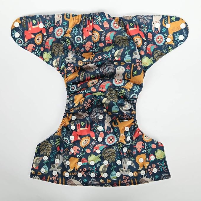 2 to 7 Years Old Junior Big Cloth Diaper Nappy Pocket Reusable Baby Kids Toddler (Fox Owl Animal)