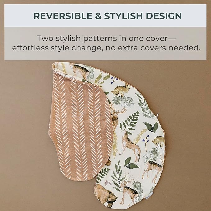Pobibaby 1-Pack Premium Nursing Pillow Cover - Ultra Soft & Stretchy 96% Cotton, Breastfeeding Pillow Cover for Baby Boys and Girls(Wildlife)