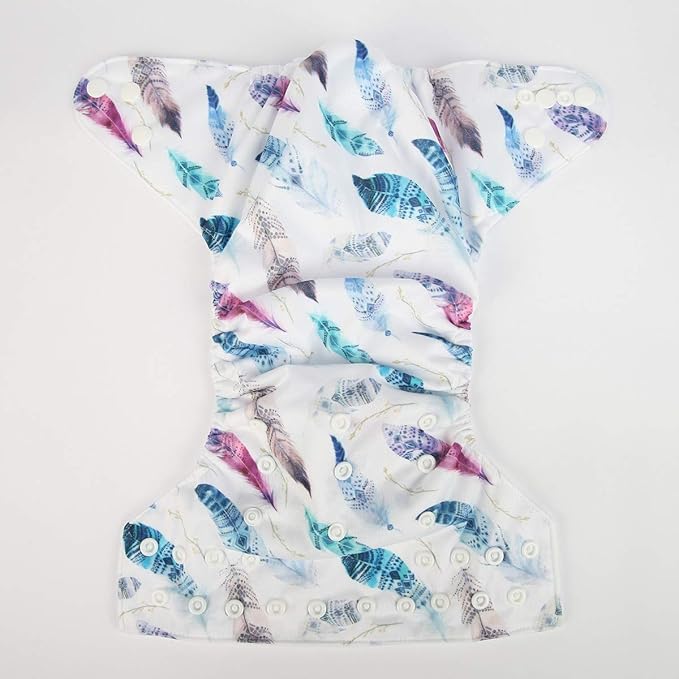Baby Pocket Diaper Nappy Reusable Washable 8lbs to 36lbs (Feather Breeze)