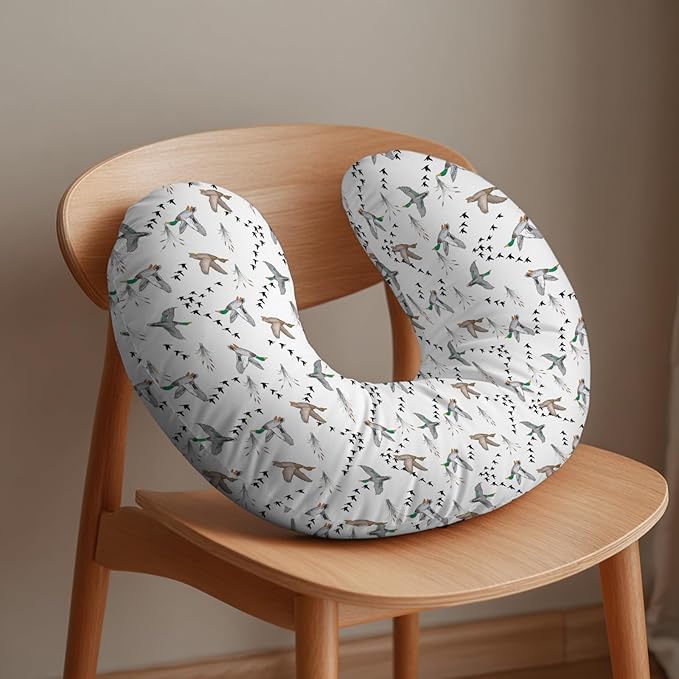 Watercolor Mallard Ducks Nursing Pillow Covers Vintage Duck Reeds Removable Covers for Breastfeeding Pillows Hunting Duck Season Soft Pillowcase for Boys Girls