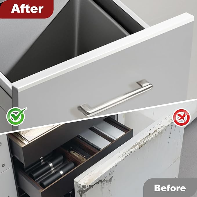 Cabinet Protectors for Kitchen Cabinets, White Cabinet Door Protector Trash Drawer Protector Edge Guard, Plastic Slip on Protectors for Cabinets– 3/4" Thick, 18" Length