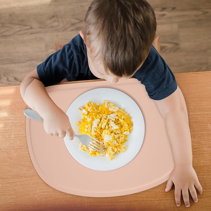 Cuddle Campus Silicone Placemat with Raised Edges for Kids,Toddlers,Babies, Non-Slip Table Setting Placemat for Dining,Come with String for Storage Set 3