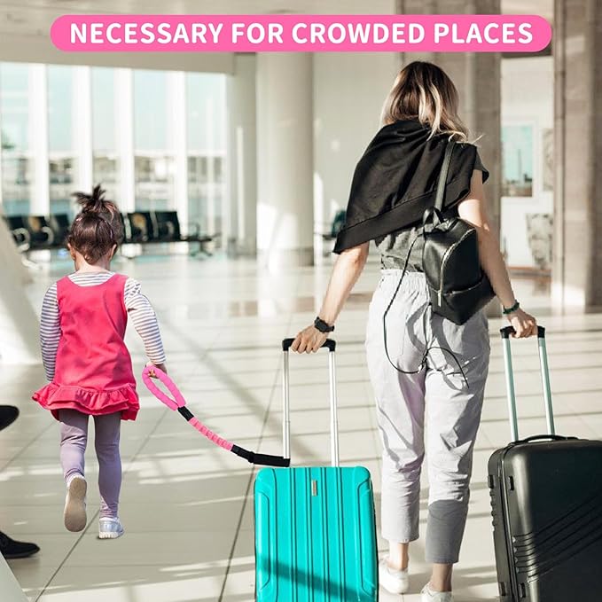 ONEDONE Stroller Handle for Toddler Travel 20" Stroller Strap for Kids to Hold Handle for Strollers, Wagons, Shopping Carts Soft Handle for Child Safety Keep Kids Close Pink