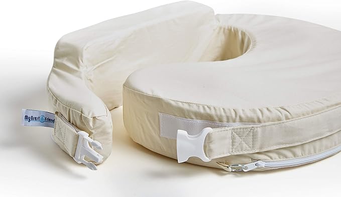 My Brest Friend Organic Cotton Deluxe Nursing Pillow Cover - Slipcovers For Baby - Adjustable Fit, Easy Care, Durable - Original Nursing Pillow Not Included, Organic Cream