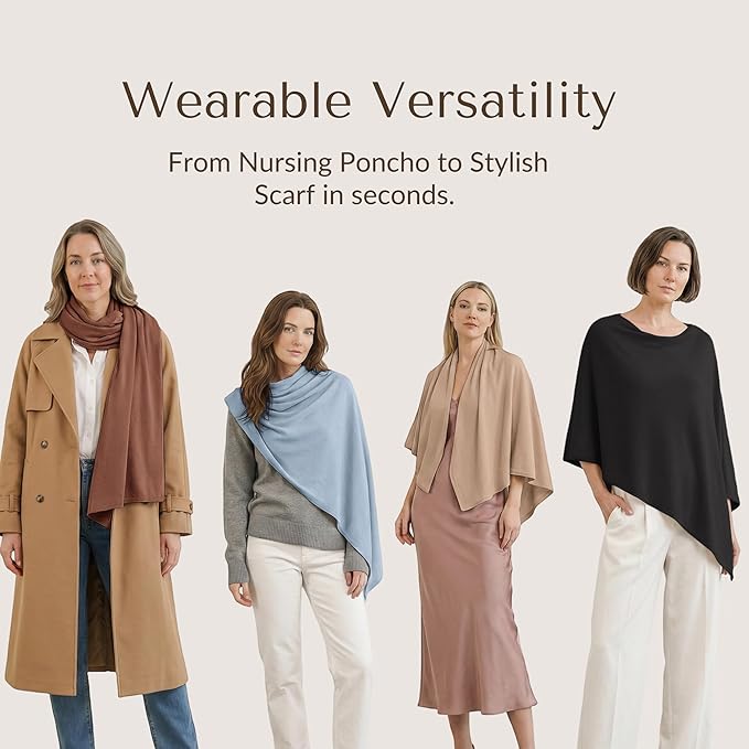 Konssy Nursing Cover for Breastfeeding, 360 Full Privacy Breathable Breastfeeding Cover, Multi-use Carseat Canopy(Clay)