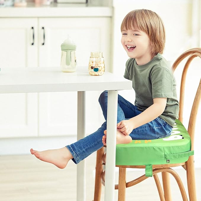 Eiury Toddler Booster Seat for Dining Table, Portable Kids Booster Seat with Safety Buckles Portable Increasing Booster Cushion with Non-Slip Bottom (Green Panda)