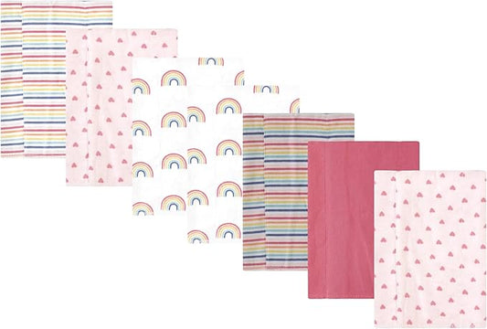Luvable Friends Hudson Baby Flannel Burp Cloths 7pk, Sweet Rainbow
