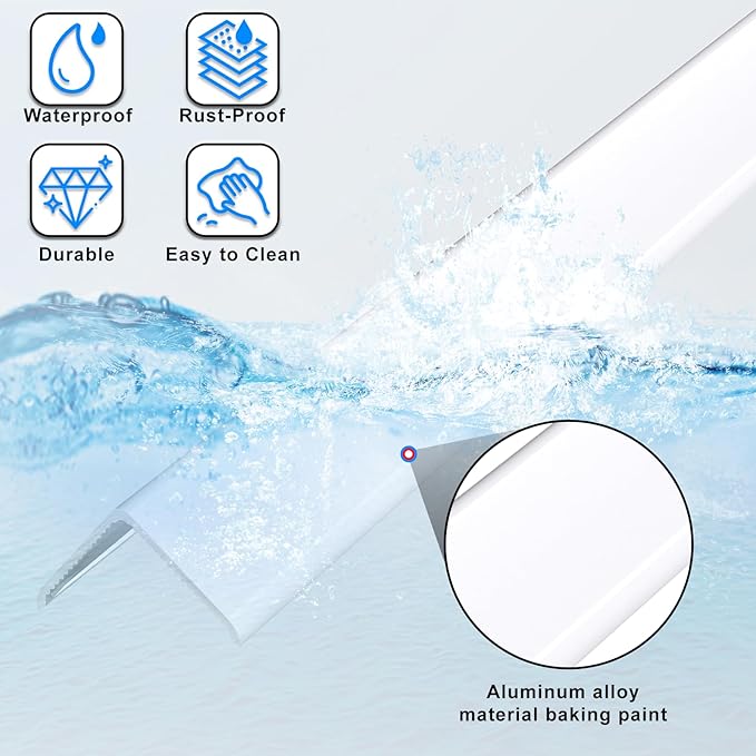 White Wall Corner Protector, 4Pcs, Length 35.4in, Width 0.79in - Self Adhesive Metal Corner Protector for Aluminum Trim molding, Cabinet Edge Guard, Easy to Install