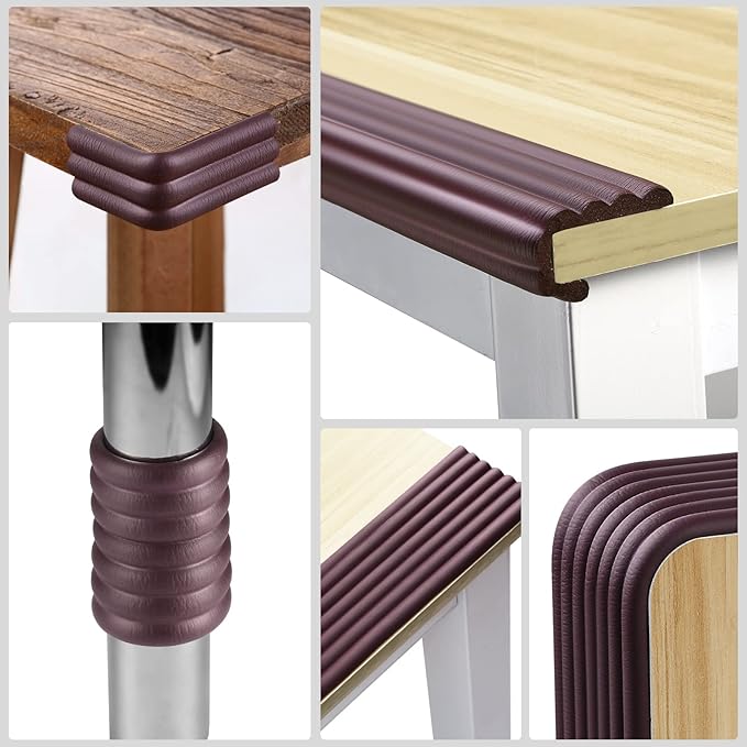 Upgraded Baby Proofing Edge Corner Protector, 16.4ft Edge Guards Padding with 3M Adhesive, Extra-Wide Soft Rubber Foam Padding, Furniture,Sharp Edge Safety Corner Edge Bumper Guard- Brown
