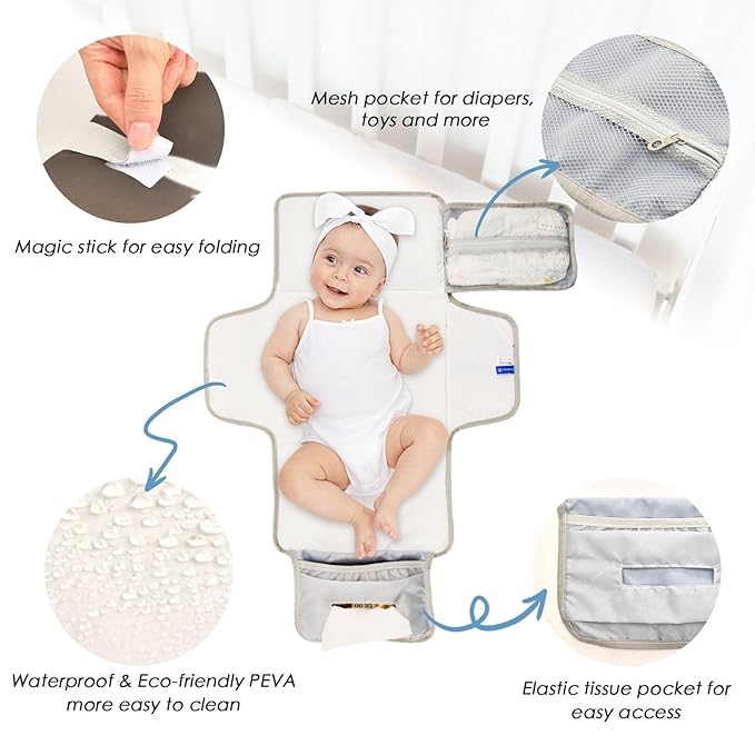 Portable Baby Changing Pad - Retro Cow Print Waterproof Diaper Changing Mats for Baby Boys Girls, Lightweight Changing Pads