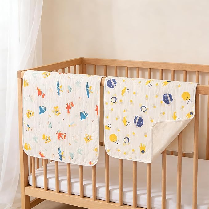 Baby Portable Diaper Changing Pad,Waterproof Changing Mat,Soft Comfortable,Foldable Travel Pad,Toddler Essentials Must Haves,Newborn Shower Gifts(2 Pcs-27"x35"-Astronaut & Fox Banana)
