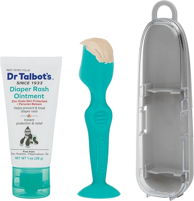 Trial Size Bundle of Dr. Talbot's Diaper Cream Brush for Babies and Dr. Talbot's Baby Diaper Rash Ointment, Zinc Oxide Skin Protectant - Gentle Formula, Treats & Prevents Rash, Made in USA, 1 oz