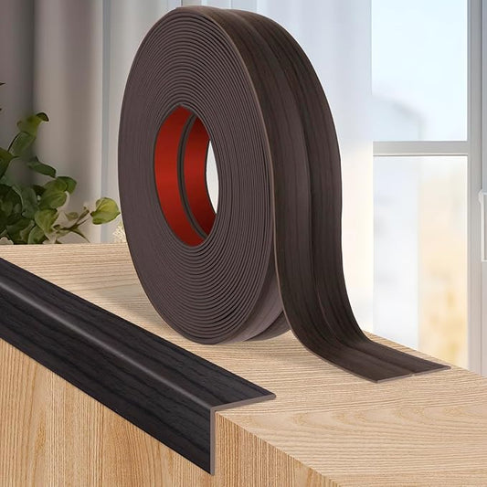 Flexible Wall Corner Protector Moulding Trim Peel and Stick Wall Corner Guards Edge Protector Self Adhesive Molding Trim Strip for Edge Ceiling (Dark Walnut Wood Grain, 2.4 in x 40 Ft)