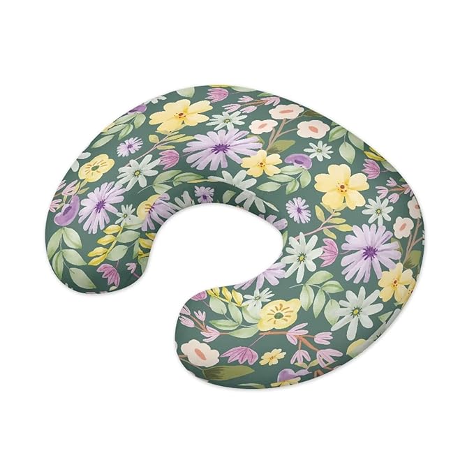 Colorful Floral Nursing Pillow Cover for Baby Boy Girl Stretchy Removable Nursing Covers for Breastfeeding Pillows Ultra Soft Newborn Feeding Pillow Cover Not Easy to Fade