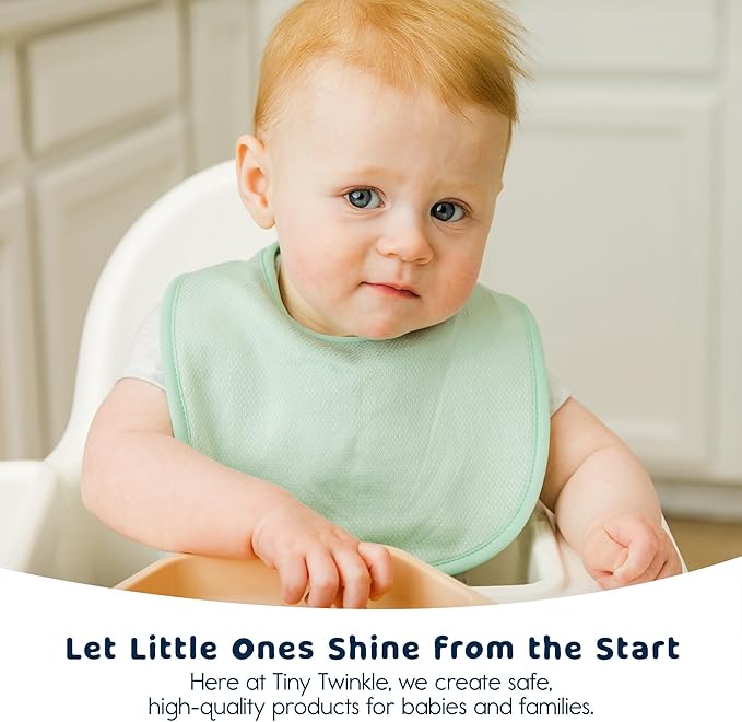 Tiny Twinkle Baby Feeding Bibs - Waterproof and Absorbent Infant Drool and Feeding Baby Bibs