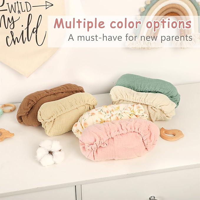 Hooyax Baby Changing Pad Cover 2-Pack, Muslin Soft Breathable Changing Table Pad Covers for Nursery, Easy Care Changing Pad Sheets for Girls and Boys(Pink, Flower)