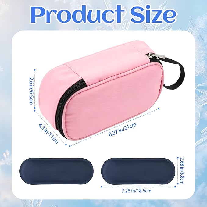 Breastmilk Cooler Bag with Ice Pack, Portable Insulated Breast Milk Storage Cooler Bag, Small Stylish Breastmilk Storage Bag Cooler with Wrist Strap (Light Pink)