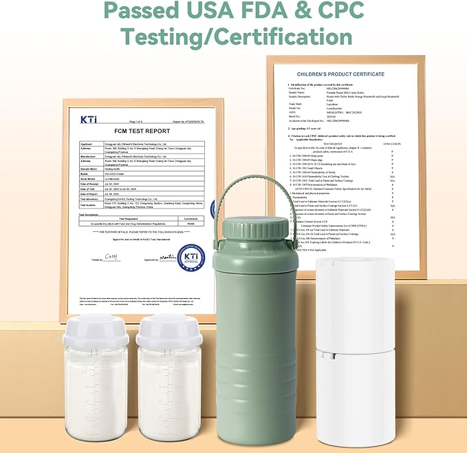 Portable Breast Milk Cooler Bottle - Mothers Day Gift 22oz Capacity Breastmilk Chiller for Travel, 360° Cooling Keeps Milk Fresh for 24 Hours, Breastfeeding Essentials with 2pcs Bottle for Storage