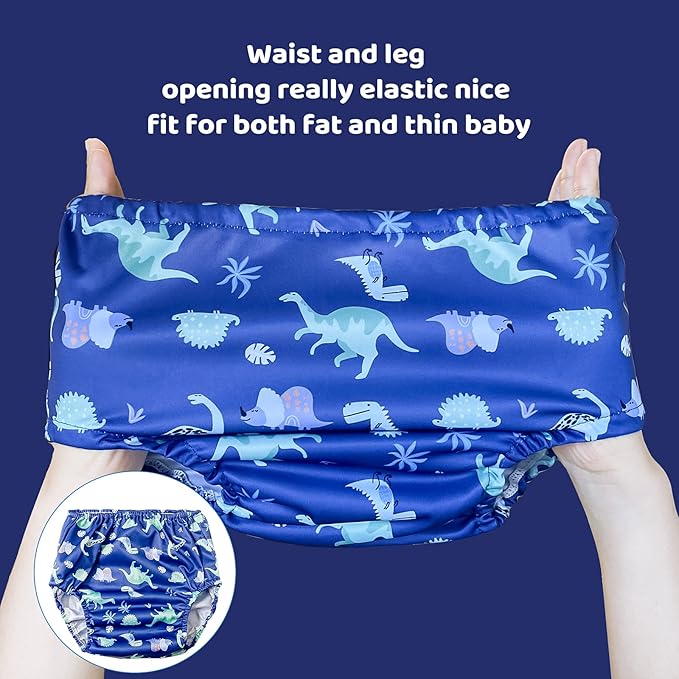 BISENKID Rubber Swim Diaper Cover for Plastic Pants, Good Elastic Diaper Covers for Underwear, Toddlers & Potty Training Pants Boy 1t