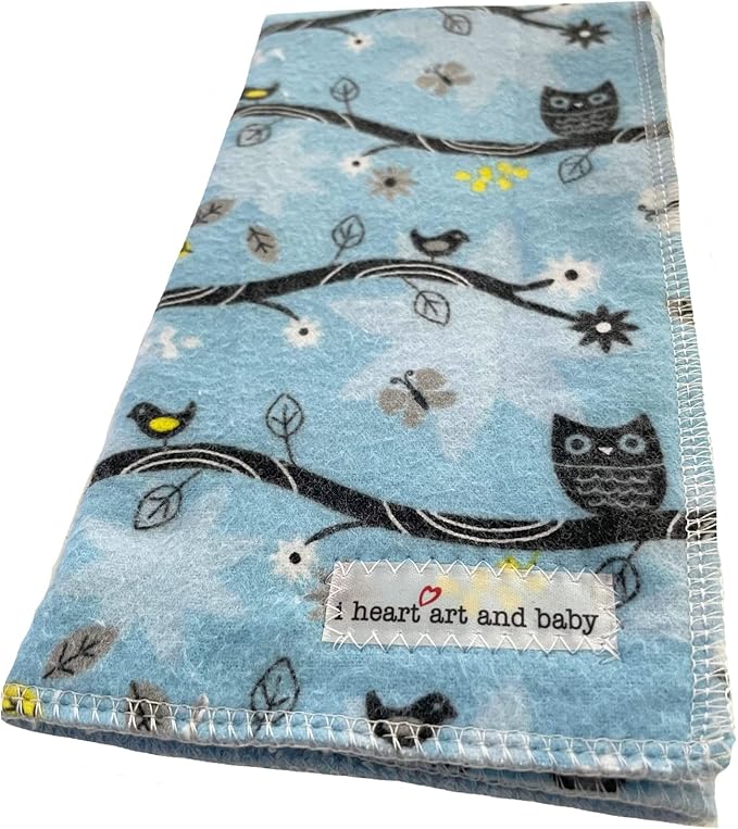 Infant Burping Cloth, Burp Cloths for Baby Boy or Girl, Soft and Absorbent - Cotton Reusable Spit Up Rags, XLarge, 1 Count (Owls)