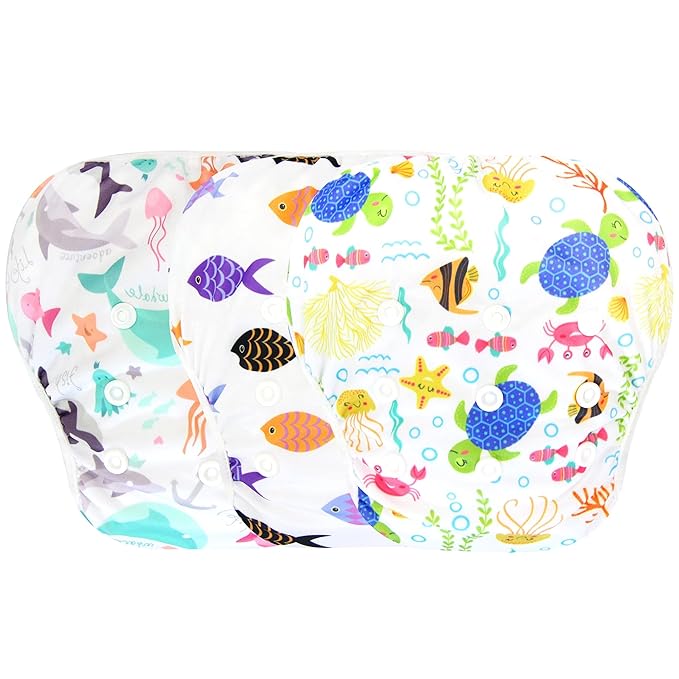 Langsprit 3 Pack Swim Diaper for Baby & Toddle,Reuseable Washable Diaper Swim for Swimming Lesson & Baby Shower Gifts