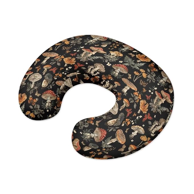 Mushroom Nursing Pillow Cover for Baby Girl, Soft Removable Breast Feeding Pillows Cover, Stretchable Breast Feeding Pillows Protector Fit Standard Nursing Pillows
