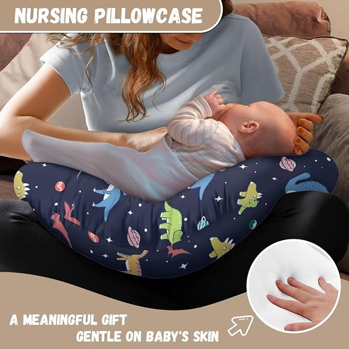 Nursing Pillow Cover Dinosaur Quick-Dry Fabric Fits The Original Support Pillow for Breastfeeding and Bottle Feeding Nursing Pillow Cover Dark Blue