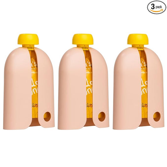Kindertrekk™ The Swedish Squeeze Pouch Holder - 3pack | The Baby Product You Didn't Know You were Missing | Enjoy a Snack on The Go | No More Messy Clean-ups | Fits Most Squeeze Pouches | Age 9month+