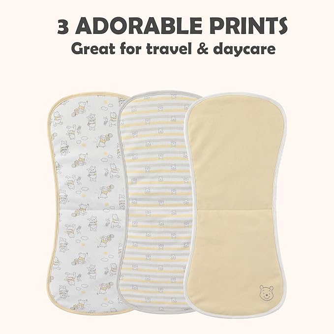 Disney Baby Burp Cloths 3-Pack – Mickey Mouse and Minnie Mouse Soft Absorbent 20" x 10" Leakproof Burping Rags for Baby Boys Girls & Unisex Newborns & Infants