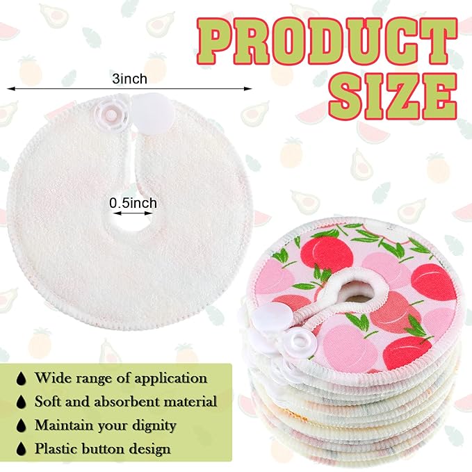 36 Pcs G Tube Button Covers Feeding Tube Pads Breast Nipple Soft Cotton Pads Reusable Button Washable Feeding Supplies for Kid Baby Breastfeeding Nursing Care, 6 Pattern