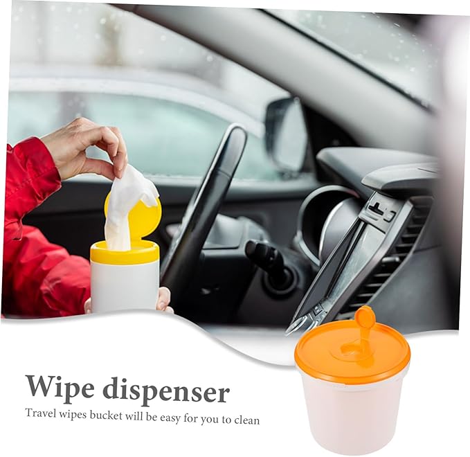 GLEAVI Portable Baby Wipe Dispenser Bucket with Easy Pull Lid Refillable Travel Wipes Container for Car Home Office Compact 7.67X7.67X7.08 Inch Wipes Storage Holder