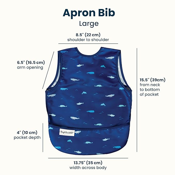 Tiny Twinkle Mess Proof Baby Bib for Boys | Waterproof Toddler Bib for Eating | Baby Apron for Feeding, Machine Washable | Perfect Shower Gift (Ocean Life, 2-4Y)