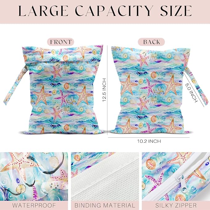 Wet Bag Wet Dry Bag for Swimsuit Travel Beach Pool Stroller Diapers Dirty Yoga Gym Clothes Waterproof Reusable