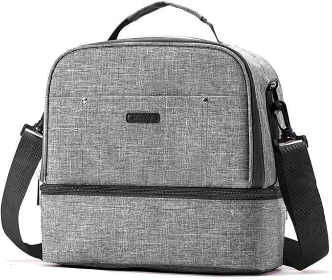 Breast Pump Bag Cooler Compartment for Breast Pump - Cooler and Moistureproof Bag Double Layer for Mother Breast Milk Pump Lunch Bag Outdoor Working (Dark Grey)