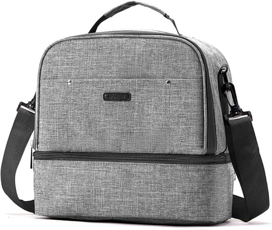 Breast Pump Bag Cooler Compartment for Breast Pump - Cooler and Moistureproof Bag Double Layer for Mother Breast Milk Pump Lunch Bag Outdoor Working (Dark Grey)