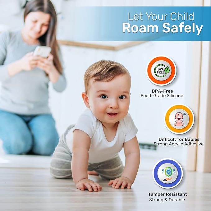 BABY PROOF ME Table Corner Protectors for Baby, Clear Furniture Corner Guards & Edge Safety Bumpers, Round Baby Proof Bumper, Table Edges & Sharp Corners Baby Proofing (12 Pack)