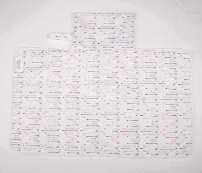 Baby Diaper Changing Mat Pad Portable Foldable Washable Compact Travel Nappy Waterproof Play Mat 30inx18.5in (Pink Arrows)