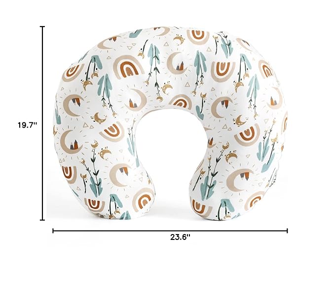 GRSSDER Nursing Pillow Cover Stretchy Minky Removable Nursing Covers for Breastfeeding Pillows, Ultra Soft Comfortable Slipcover for Boy and Girls, Cute Rainbow Pattern