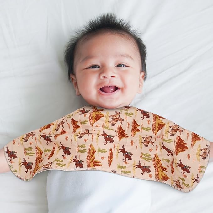 5 Pack Western Baby Burp Cloths Soft Absorbent Spit up Rags Cowboy Burp Cloths Wild West Burping rag for Boy Girl Newborn Gifts Nursery Decor, 19 x 9 Inches