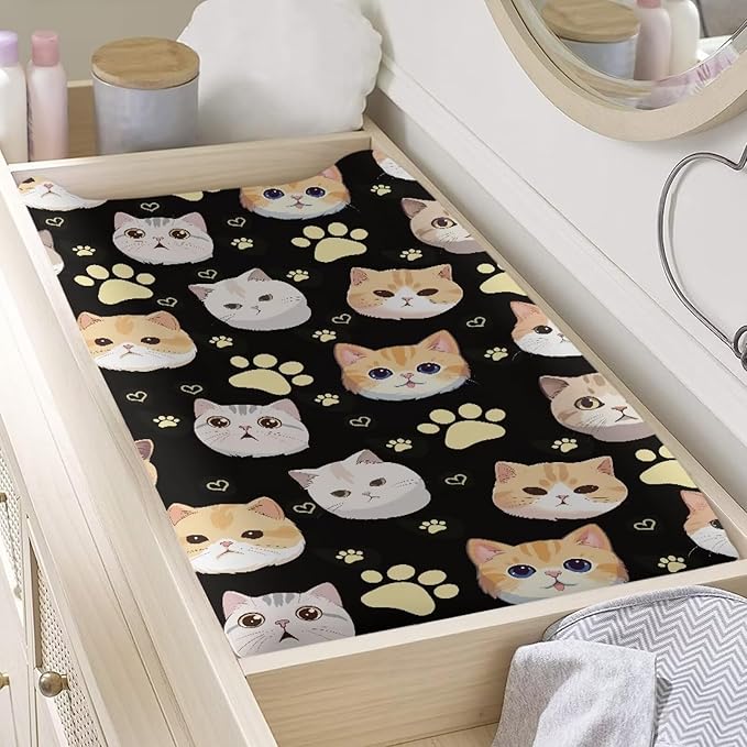 Cute Cat Paw Baby Changing Pad Cover Waterproof Breathable Universal Tray Table Mat Stretchy Durable Diaper Changing Cover Infant/Toddler Cozy Table Sheets