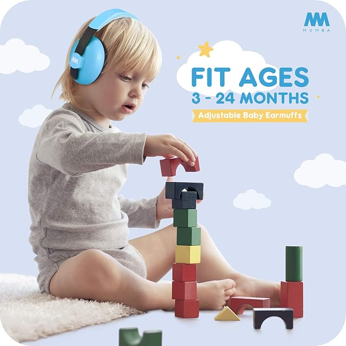 Mumba Baby Ear Protection Noise Cancelling Headphones for Babies and Toddlers Baby Earmuffs - Ages 3-24+ Months