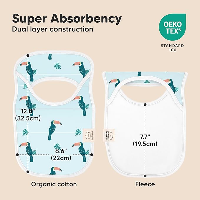 KeaBabies 8-Pack Bibs for Baby Girl, Boy - Pullover Large Baby Bibs for Drooling and Teething Infant, Newborn, Soft & Absorbent Organic Cotton, Long Torso Coverage Keep Toddler Clean & Dry (Wildscape)