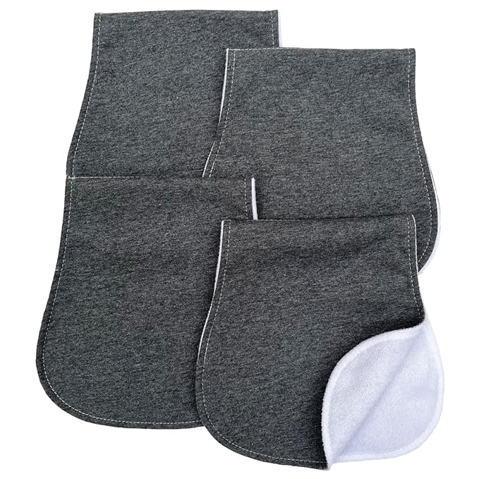 Baby Burp Cloths Baby Burp Set Curved Absorbent and Soft Valuable 4 Pack (Flecked Grey)