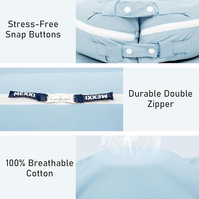 Organic Replacement Cover with Waterproof Pad | Premium Quality Spare Cover Certified Organic Cotton | Protects Against leaks | [Fits Dockatot Deluxe + Docks] (Cover Only) (Baby Blue)