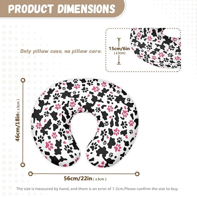 GOSTONG Nursing Pillowcase Nursing Pillow Cover Pink Black Cow Design Nursing Pillow Slipcover Protective ase Baby Feeding Stain Resistant and Scratch Resistant