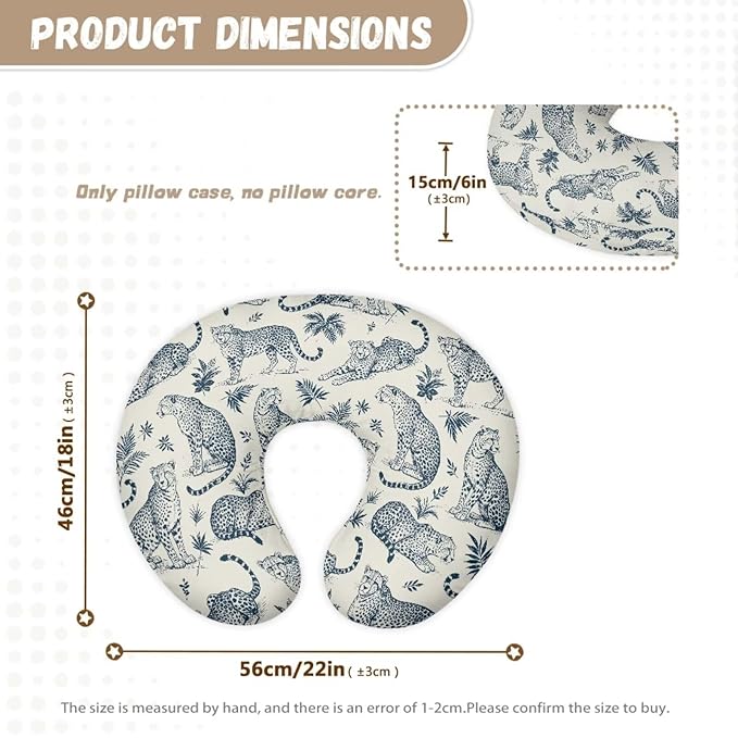 Jeiento Tiger Animal Nursing Pillow Covers Cute Animal Pattern Breastfeeding Pillow Slipcover Soft Comfort Fabric Cover for Baby Girl and Boys,Cover Only for U-Shaped Pillowcase