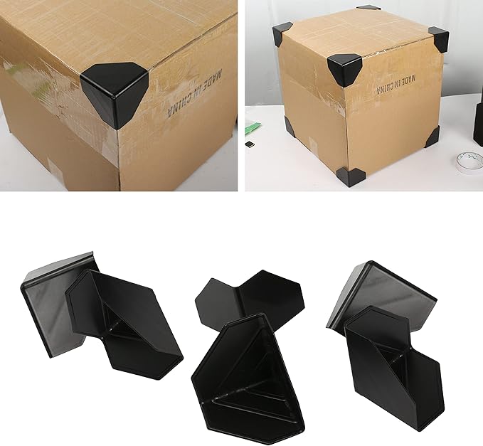 GELRHONR 50pcs Heavy Duty Packaging Plastic Corner Protectors, 60mm, Black, PP+PE, Packing protector, 58x58x58mm, 50 Count