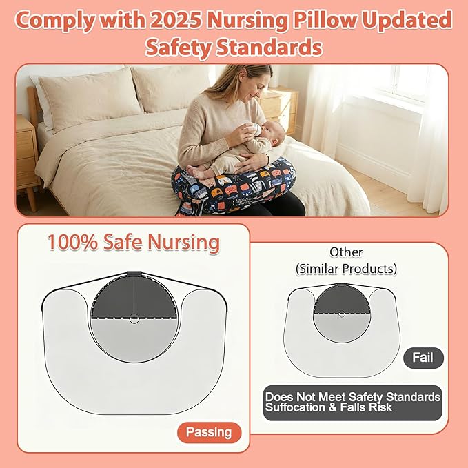 x-vesolje Plus Size Nursing Pillow Wider Support, Breastfeeding Pillow with Adjustable Strap Fit All Body Type, Ergonomic Breast Feeding Pillow, Baby Feeding Pillow for Mom- Max Size/Kitty